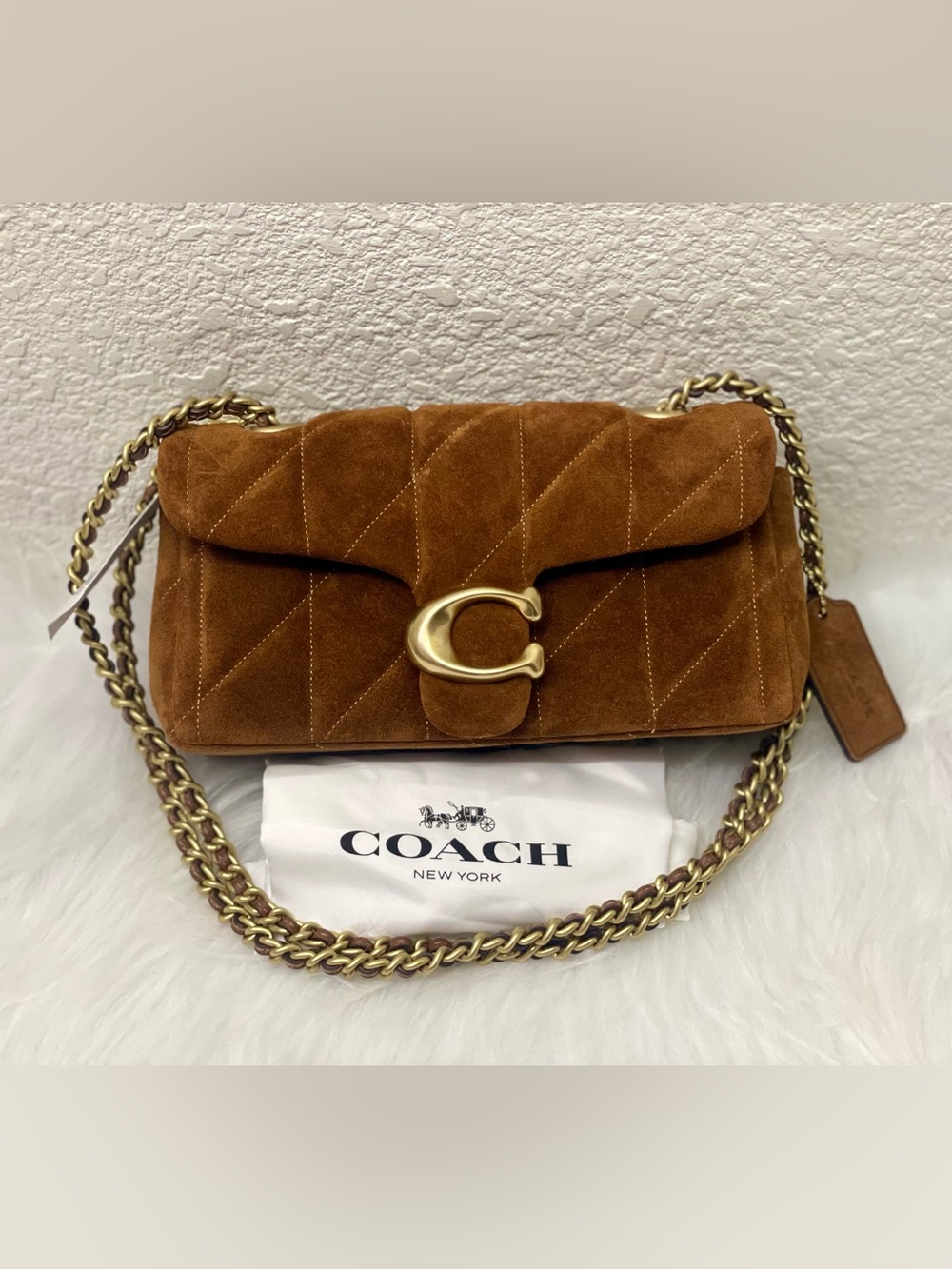 NWT Coach Tabby Shoulder Bag 20 With Quilting In Suede CCK48 B4/WARM BROWN